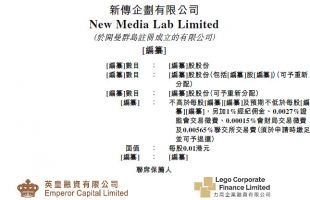 新股定價 | 新傳企劃（01284.HK）每股定價0.92港元，超購43.2倍，一手中簽率30%